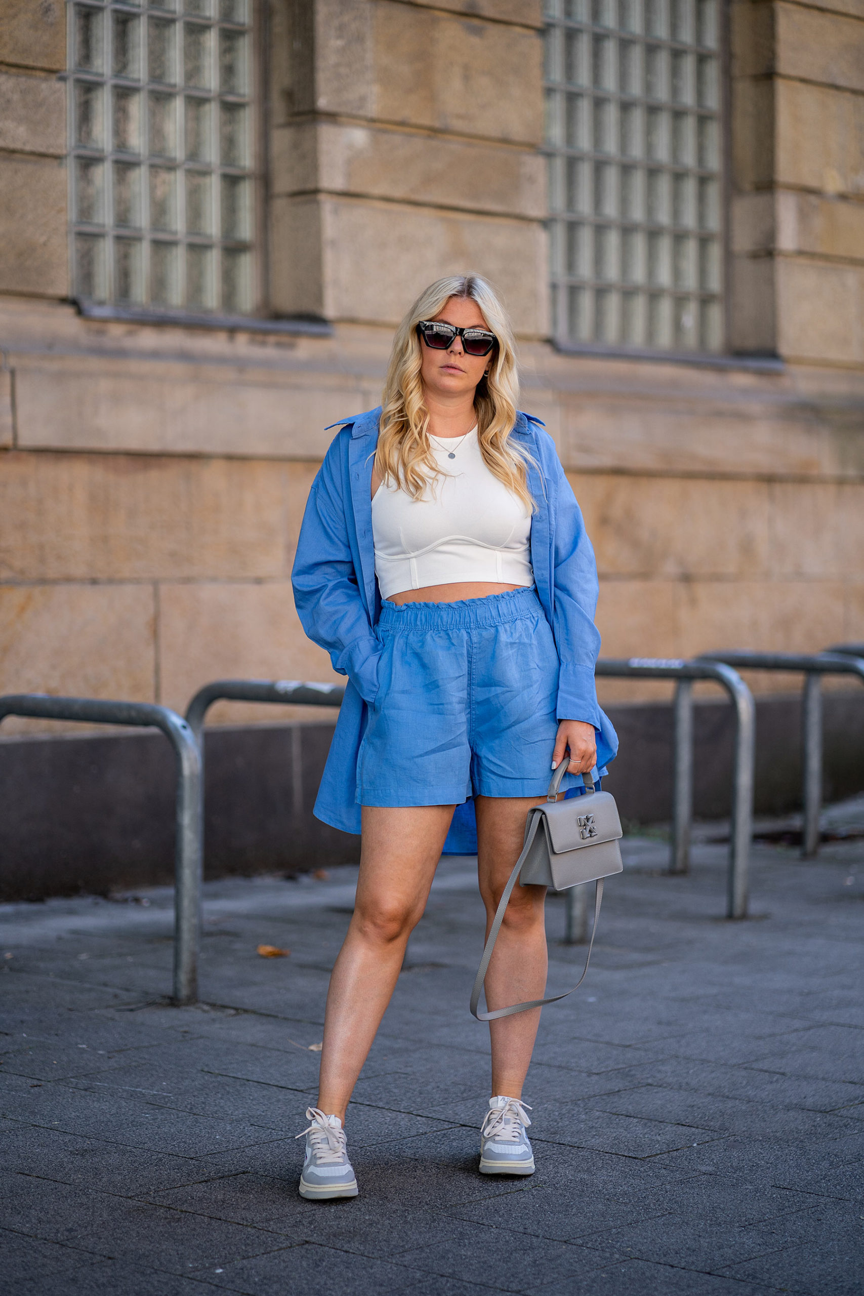 fashion blogger düsseldorf sommer outfit zweiteiler leinen blau