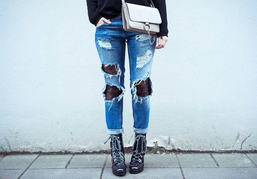 Ripped Jeans Mit Strumpfhose Fashion Blogger Sunnyinga 