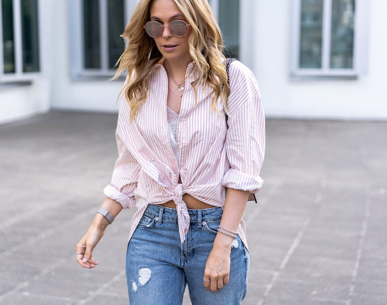 hemdbluse outfit girlfriend jeans fashion blogger sunnyinga