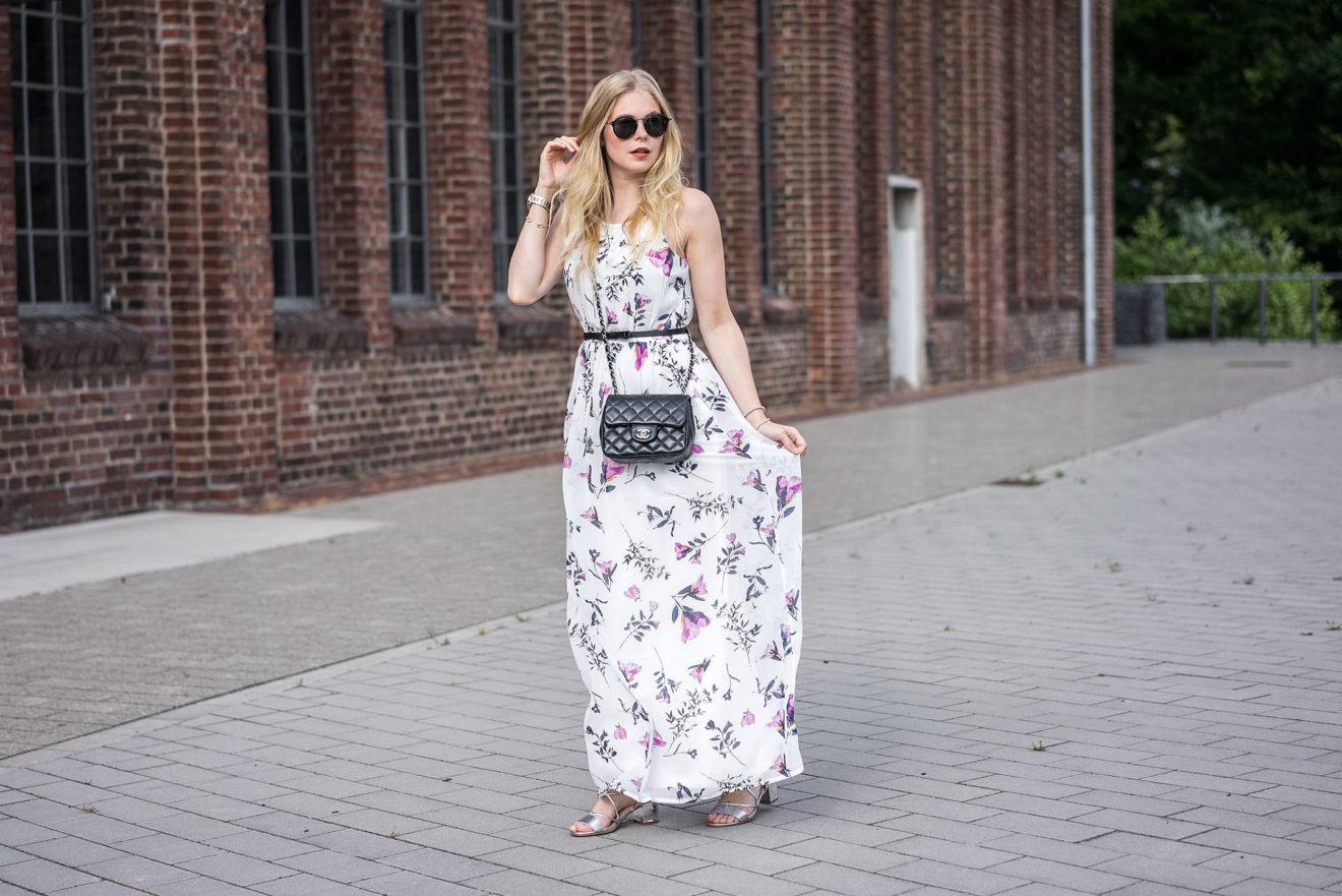 Damen Sommer Maxikleid Mit Blumenmuster