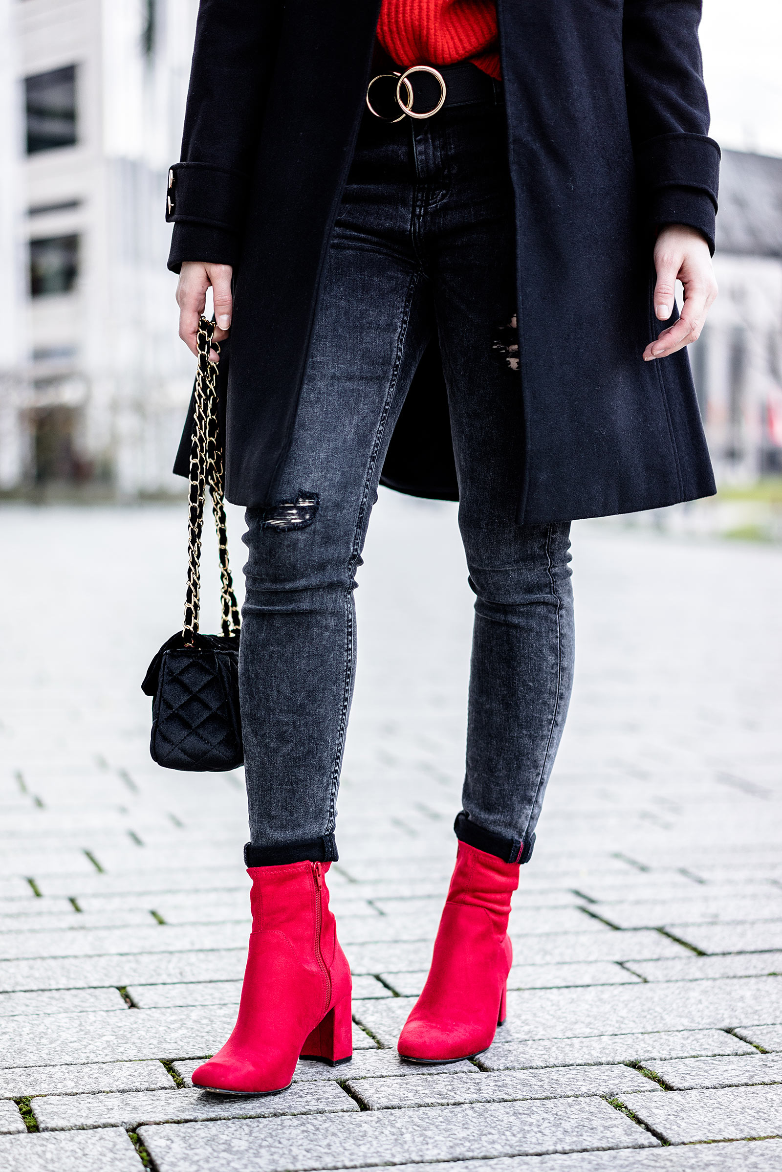 rote Schuhe Stiefeletten Boots Outfit Fashion Blog Sunnyinga